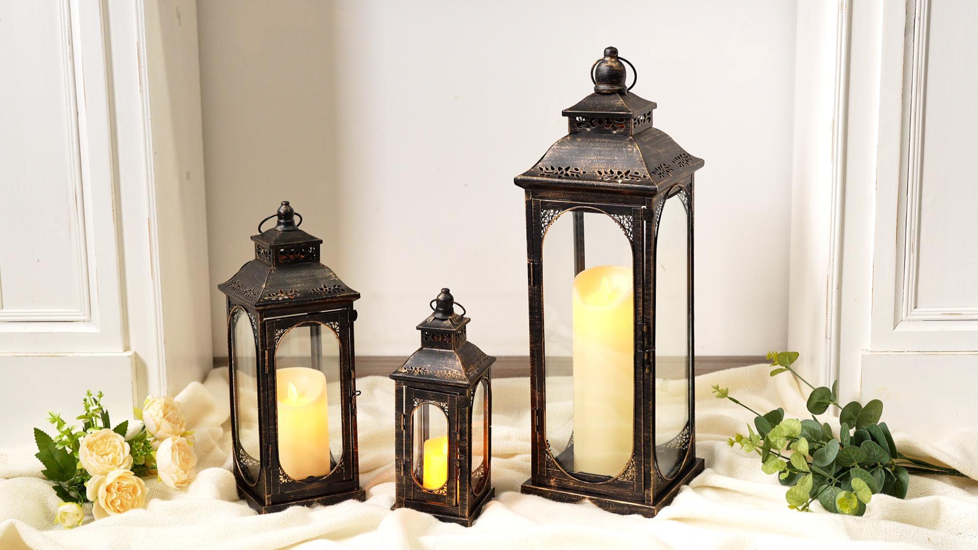Amazon.com: TRIROCKS Set of 3 Vintage Candle Lanterns 10/14/19.5